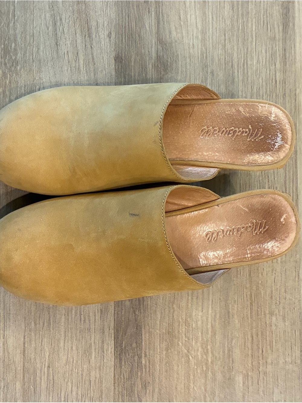 Madewell Mustard Leather Studded Clog Mules - Picture 4 of 6